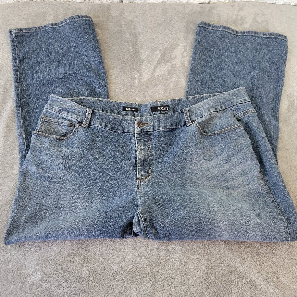 a.n.a Women 24W Jeans Medium Blue Denim Bootcut Elastic Waist Stretch BOO13E
